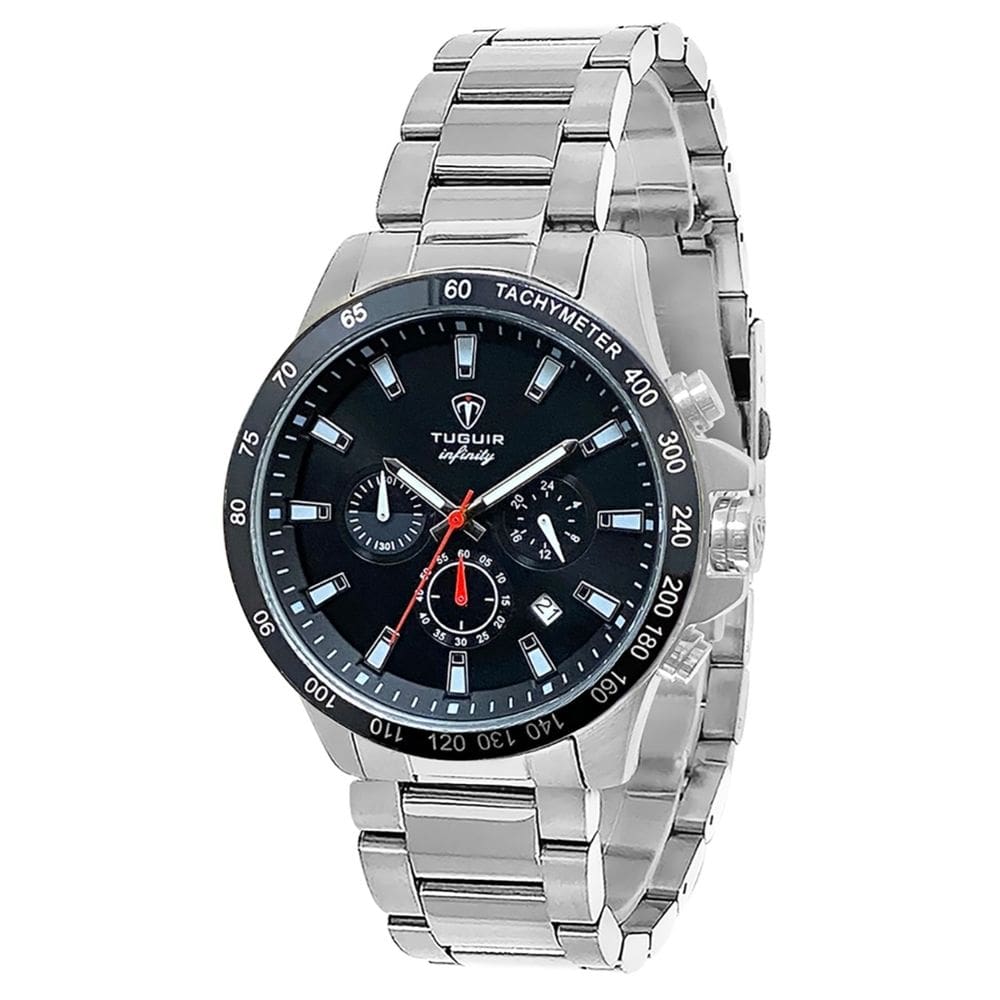 Cronógrafo Masculino Tuguir Analógico Infinity TGI37030 Prata e Preto