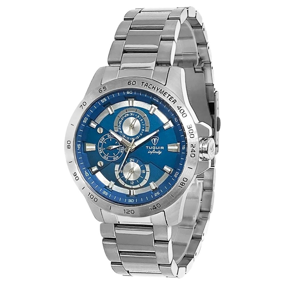 Relógio MultiFunção Masculino Tuguir Analógico Infinity TGI37026 Prata e Azul