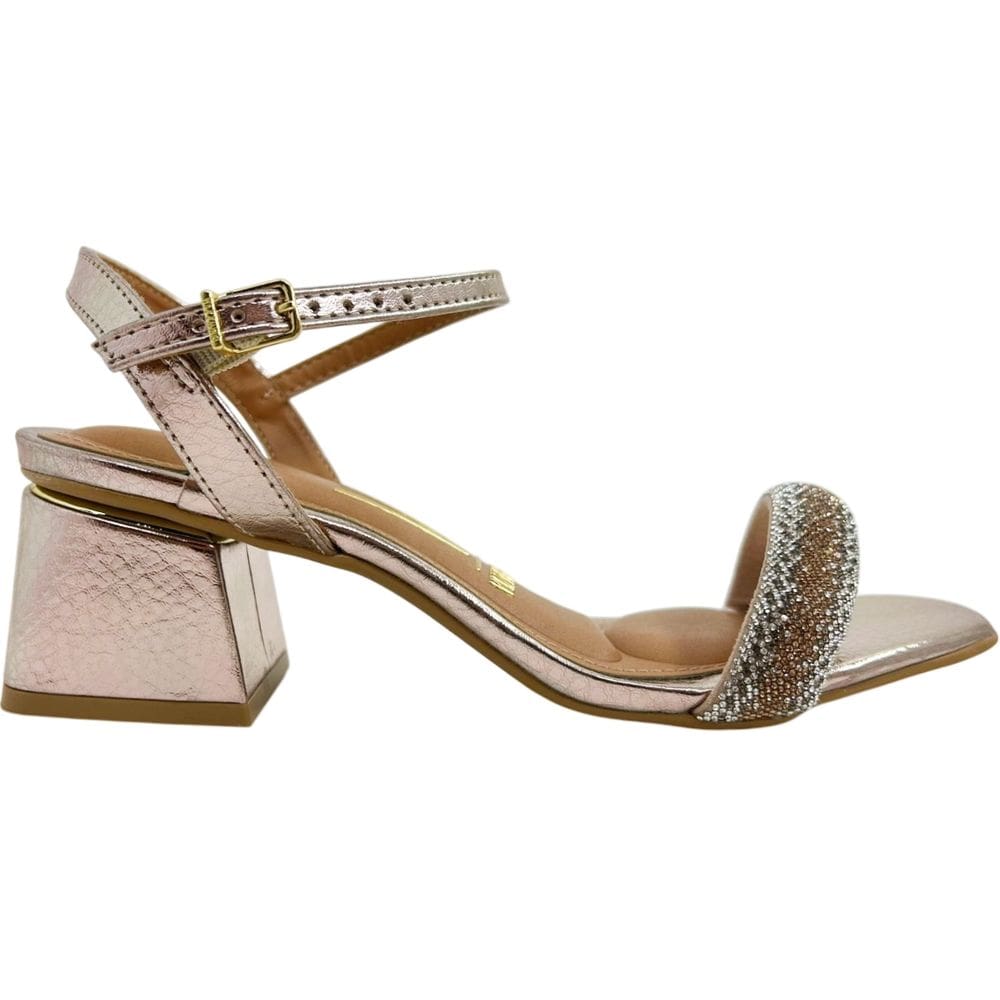 Sandália Feminina Casual Social Dia a Dia Passeio Tira com Strass Salto Médio Conforto Vizzano 6428.339