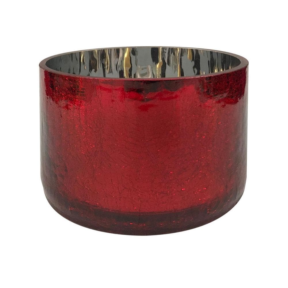 Castiçal Vaso De Vidro Vermelho 12Cm