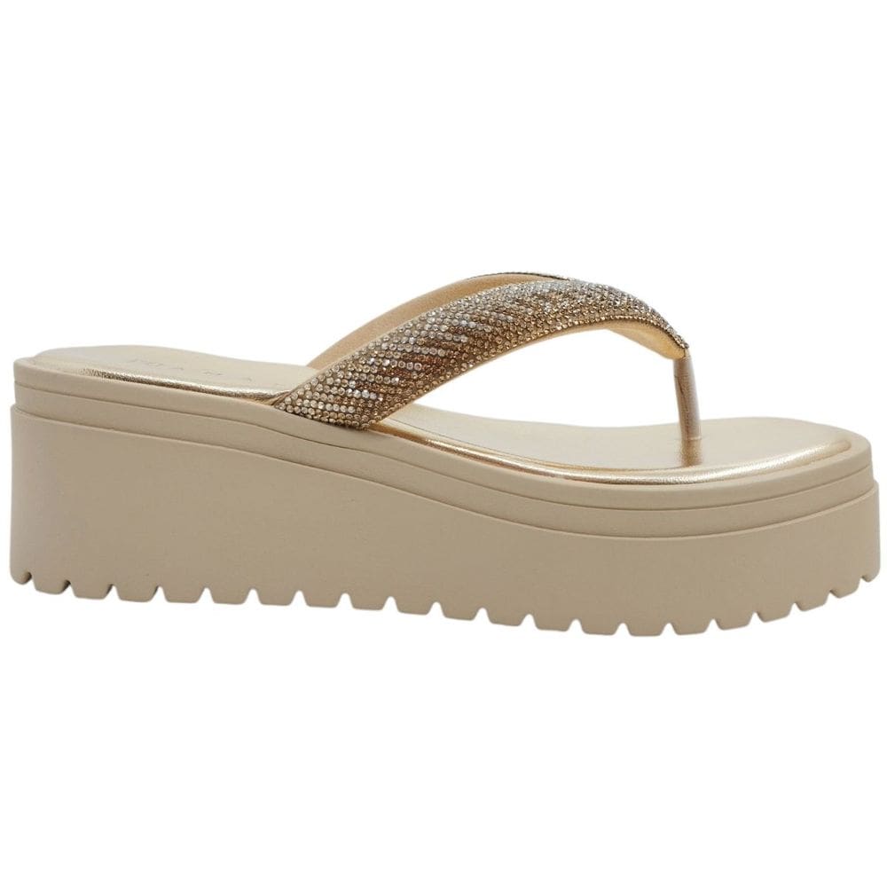Tamanco Dedo Feminino Flatform Casual Básico Dia a Dia com Strass Conforto Ramarim 2445231