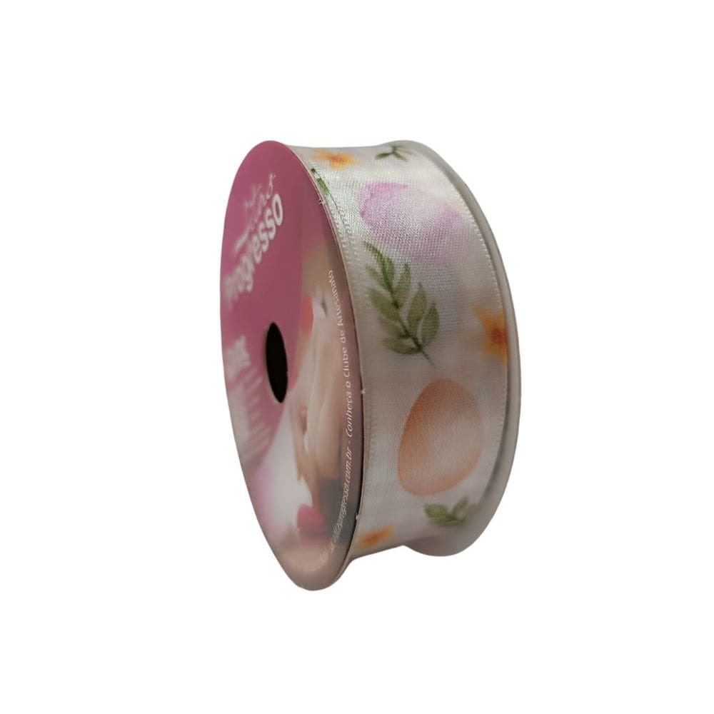 Fita De Cetim Decore Ovos Florais ECF005TR 205 10 Metros