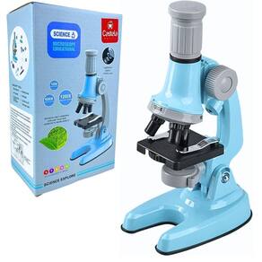Microscópio Infantil Óptico Brinquedo Educativo Azul Castela