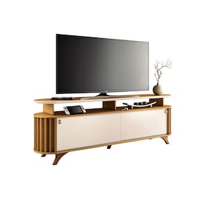Rack para Sala Bancada de TV 70 Pol 181,5cm Riley Cinamomo/Off White H01 - D`Rossi