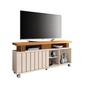 Rack para SalaBancadadeTV 70 Pol 180cm Sora 1.3 Off White/Cinamomo H01 - D`Rossi