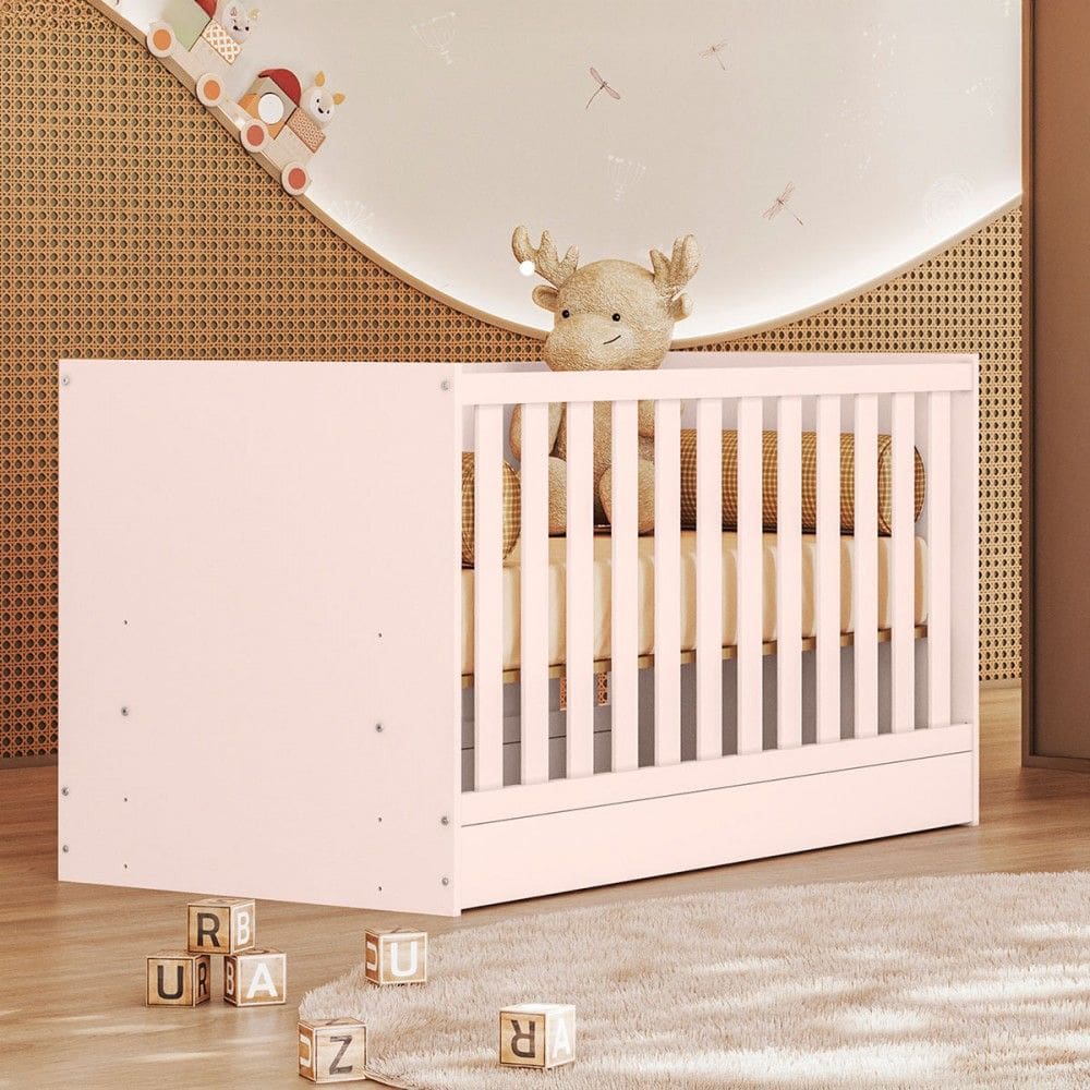 Berço Mini Cama Doce Sonho Rosa Acetinado - Qmovi