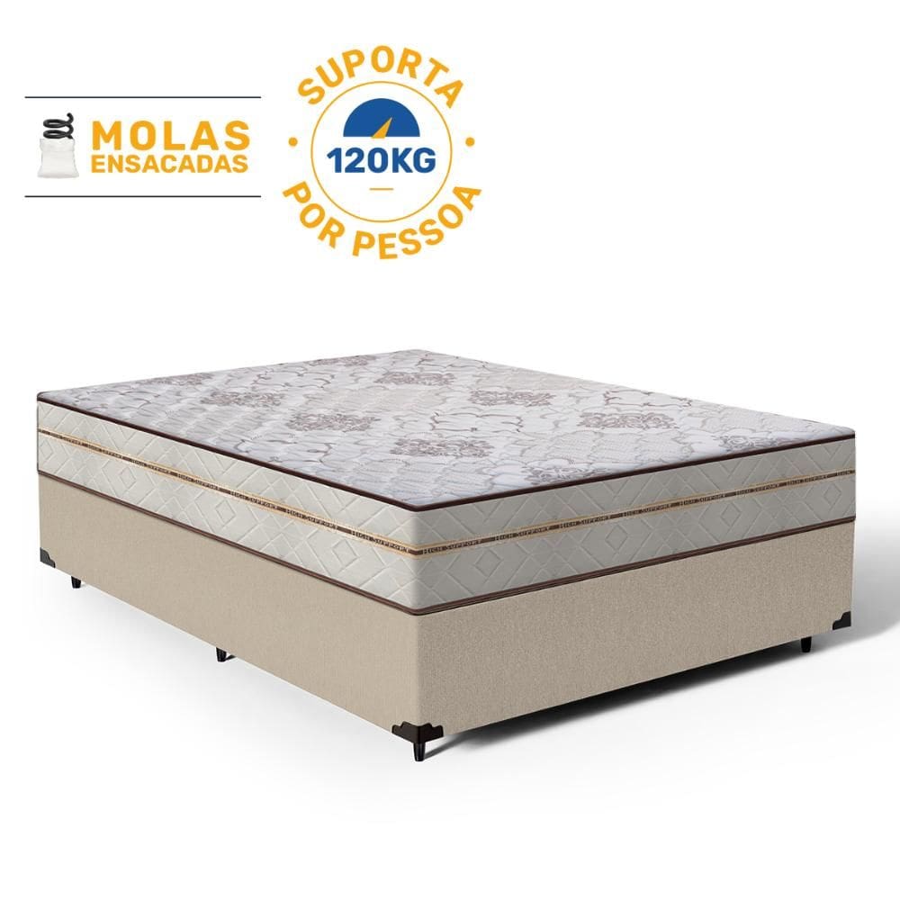Cama Box com Colchão de Molas Ensacadas Luxury Casal 138cm
