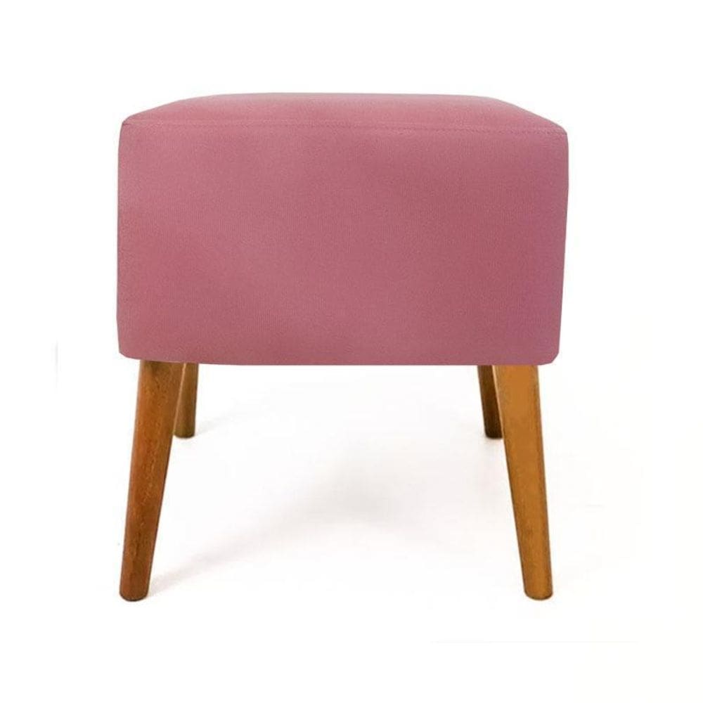 Puf Puff Quadrado Marrocos Suede Rosê Pés Palito Castanho