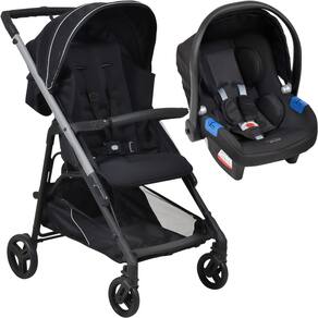 Carrinho de Bebe com Bebe Conforto Burigotto Tak Metal Silver