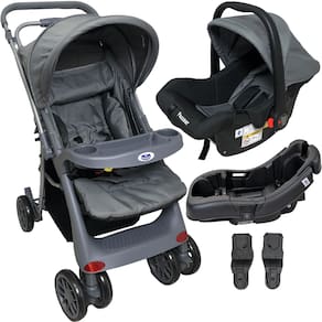 Carrinho de Bebe Bebe Conforto Base Passear Baby Atena Cinza