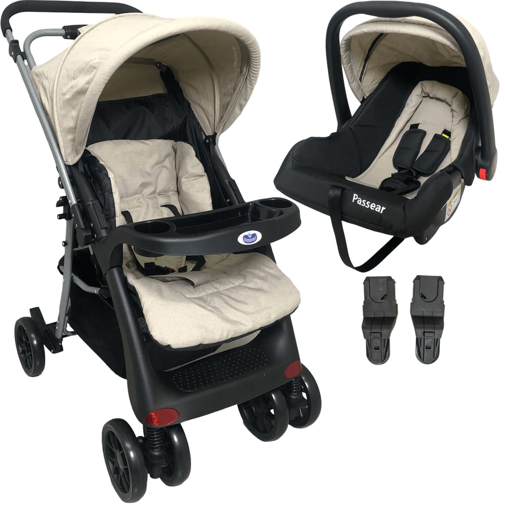 Carrinho de Bebe com Bebe Conforto Passear Baby Atena Cappuccino