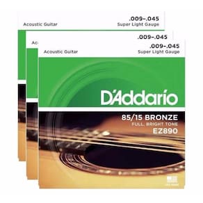 Kit 3 Encordoamentos Violao Aço Daddario Ez890 009