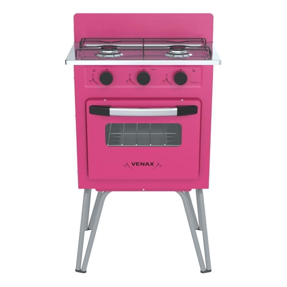 Fogão Portátil 2 Bocas Venax Gemini Vetrô a Gás GLP - Rosa