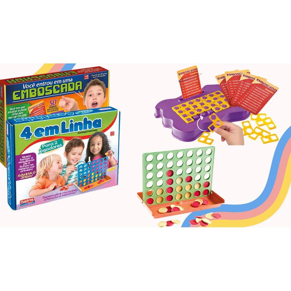 Kit Jogos Pedagógicos: Emboscada + 4 em Linha Didático