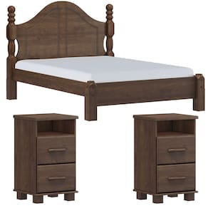 Cama Casal Classica 02 Mesas de Cabeceira Madeira Maciça Cafe Milani Store