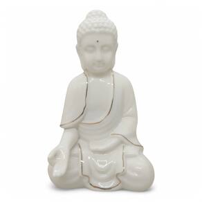 Estátueta Buda Tibetano Luminária Porcelana 19 cm