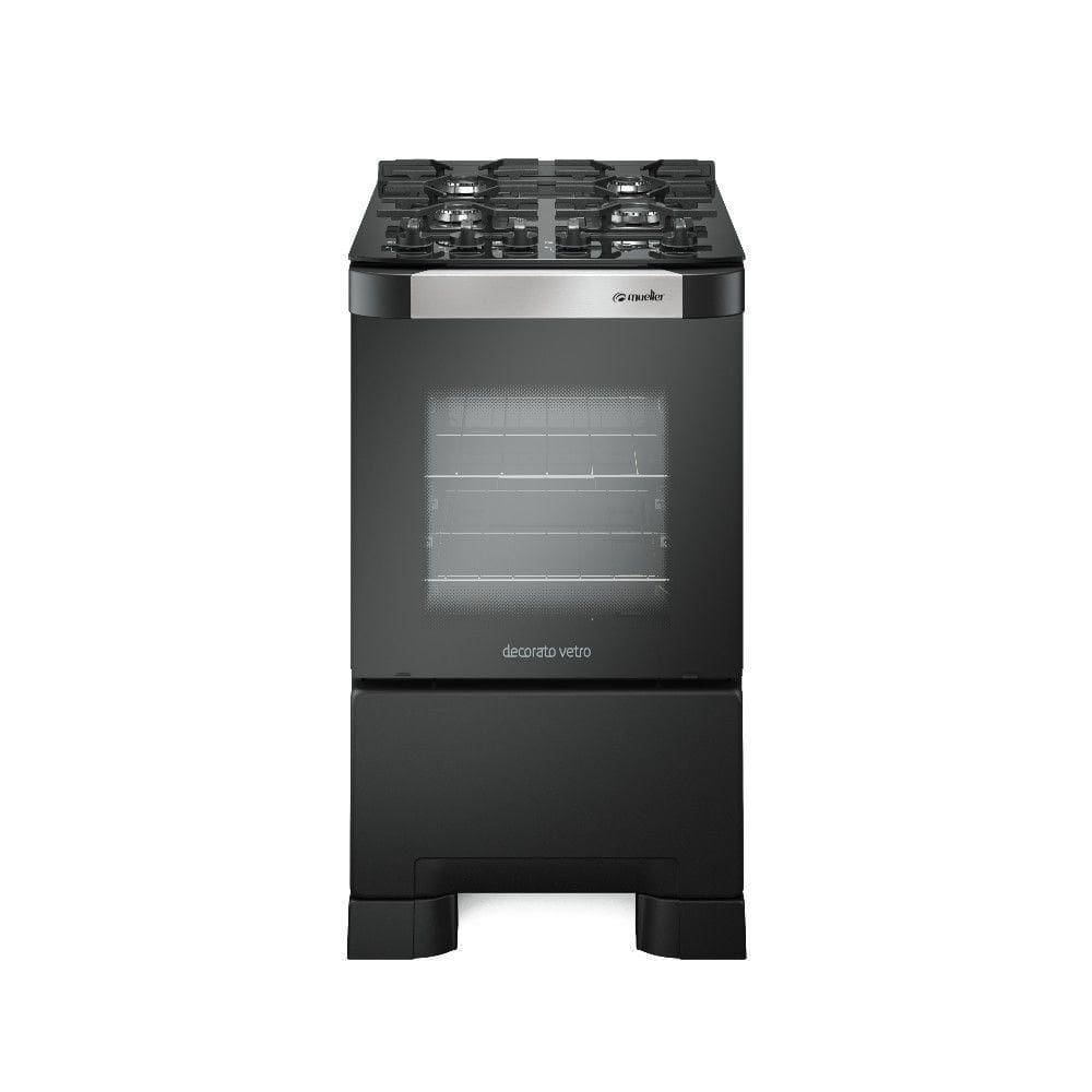 Fogão 4 Bocas Mueller Decorato Vetro G3 Preto Fosco Bivolt