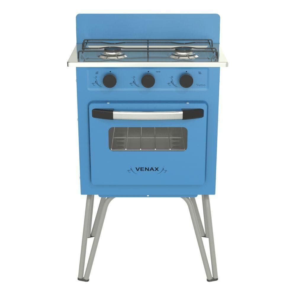 Fogão Portátil 2 Bocas Venax Gemini Vetrô GLP Azul