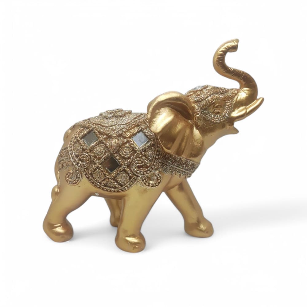 Elefante Dourado com Detalhes de Pedras Brilhantes 15 cm