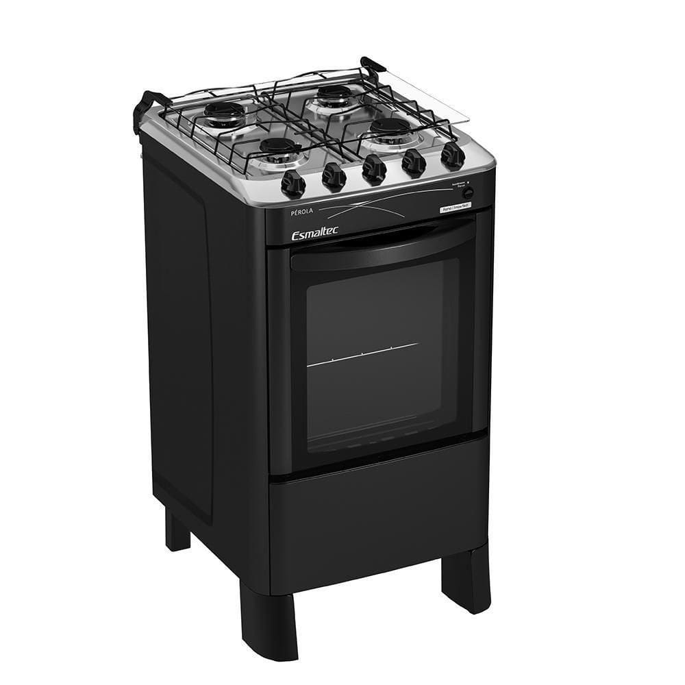 Fogão Esmaltec Pérola 4 Bocas Preto Bivolt