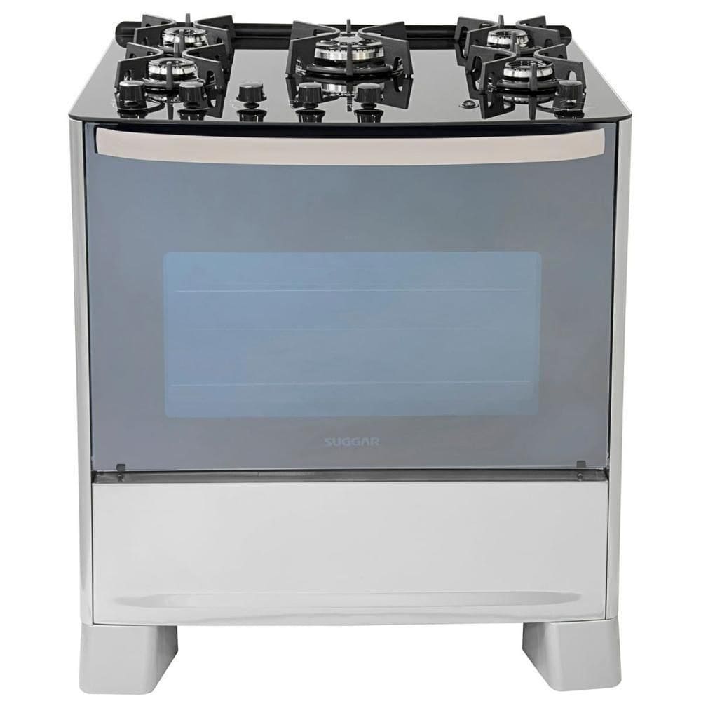 Fogão Suggar Master Grill 5 Queimadores Mesa Vidro Prata Inox 127V FGVMTG511PRIX