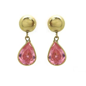 Brinco Delicado Gota Rosa Infantil Ouro Amarelo 18k J19197