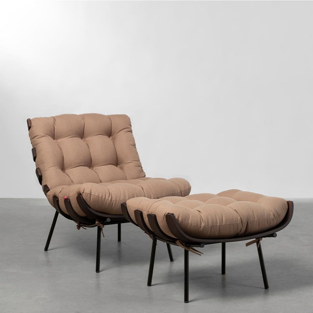 Poltrona com Puff CostelaDark - Argila