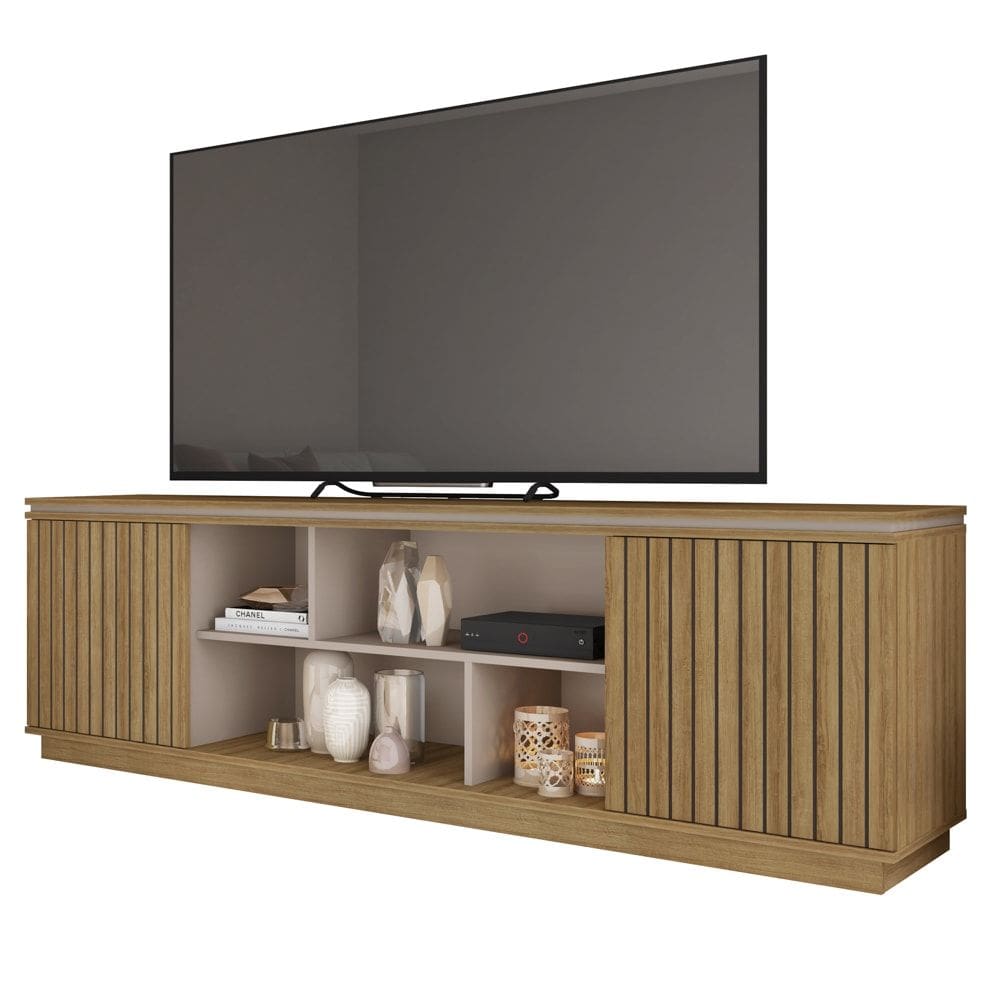 Rack Para Sala Bancada de TV 75 Pol 180cm Simetria Mel/Cacao - Caemmun