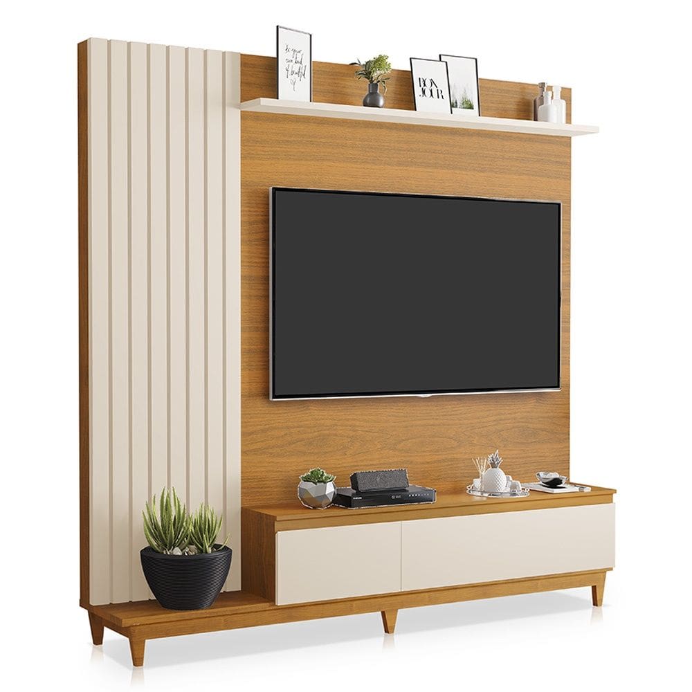 Rack Painel Para TV até 65 Polegadas Jacarta Freijó Off White Luapa