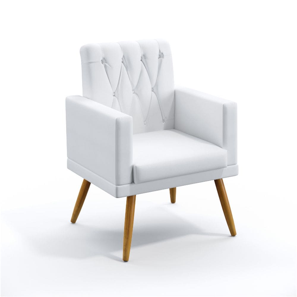 Poltrona Decorativa Vega Capitonê Tecido Corino