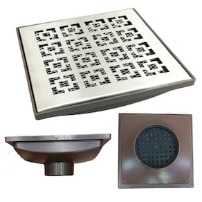Ralo Quintal 20x20 Inox 304 modelo Dubai Coletor Marrom Saída 75mm e 2 Telas Anti Insetos
