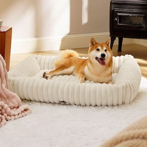Cama para cães Bedsure, fofa, lavável, peluda, creme de lã de veludo