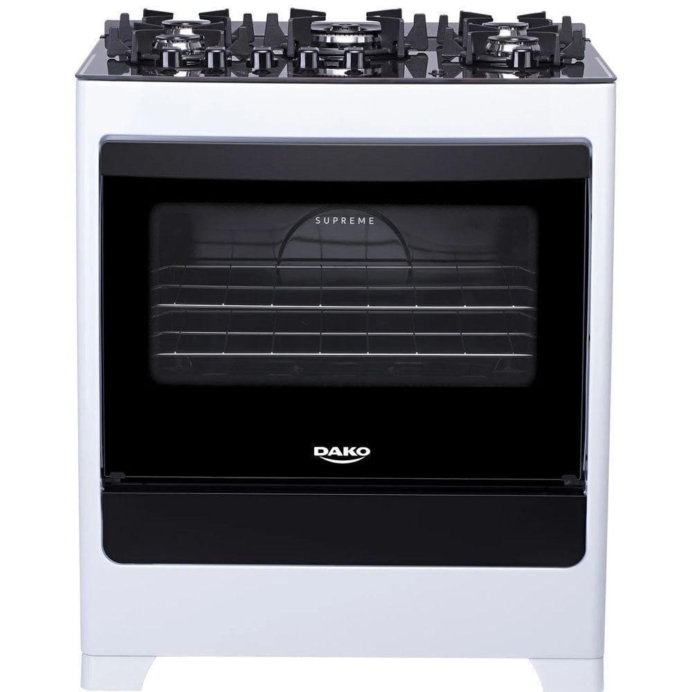 Fogão 5 Bocas Dako Supreme Glass Acendimento Automático à Gás Branco Bivolt