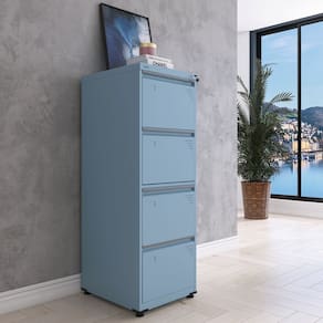 Gaveteiro Arquivo para Escritório em Aço 4 Gavetas Azul Dali