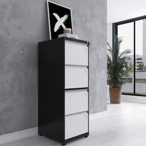 Gaveteiro Arquivo de Aço 4 Gavetas 136,2x47x57 Cm Preto/Branco