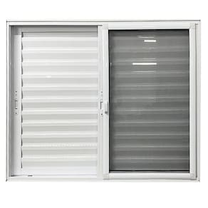 Janela de Alumínio Veneziana 3 Folhas com Tela Mosquiteira 120x150 Branco