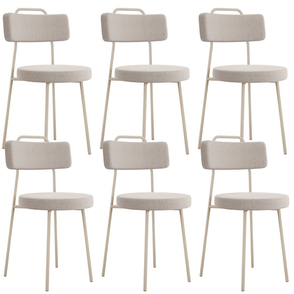 Kit 06 Cadeiras Decorativas Estofada Sala Jantar Barcelona Arena L02 Bouclê Creme - Lyam