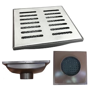 Ralo Quintal 20x20 Inox 304 Tradicional Coletor Marrom Saída 75mm e 2 Telas Anti Insetos