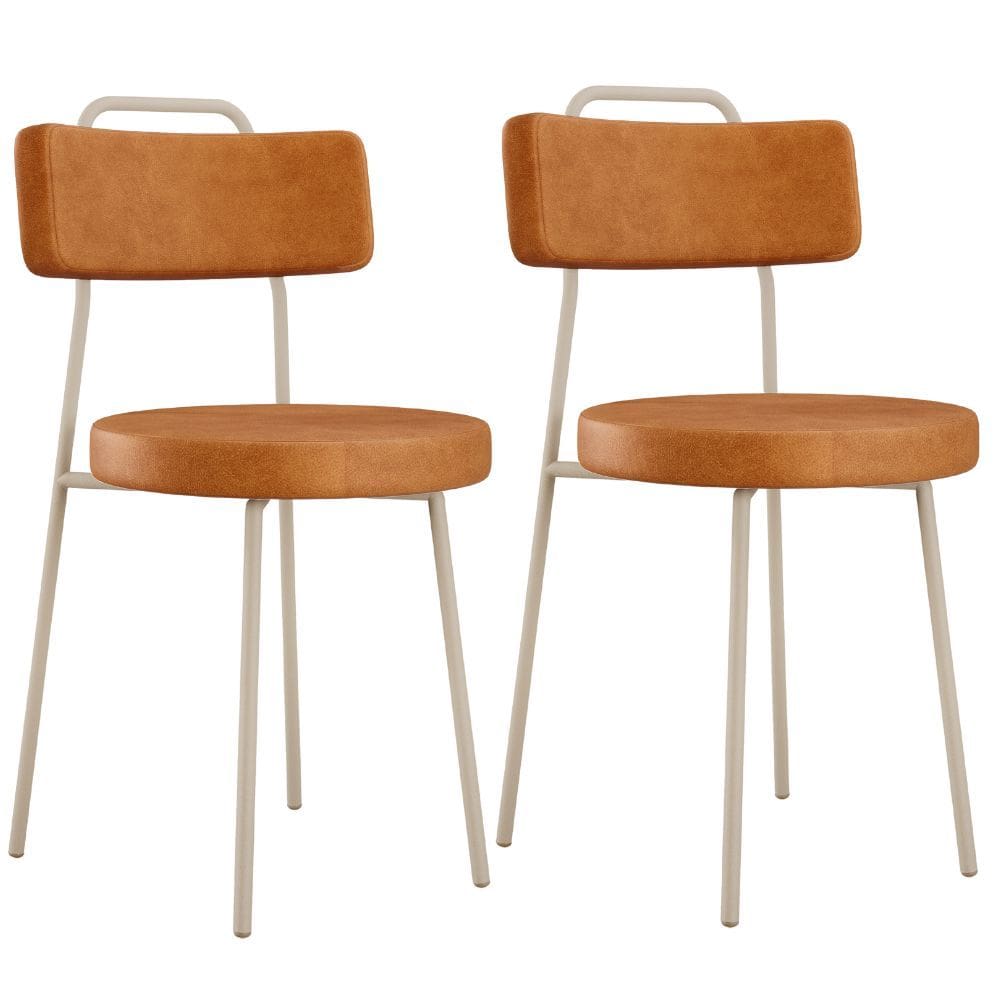 Kit 02 Cadeiras Decorativas Estofada Sala Jantar Barcelona Arena L02 Couríssimo Canela - Lyam