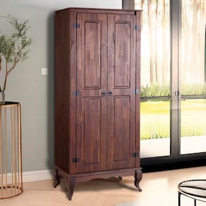 Guarda Roupa 2 Portas Madeira Maciça Rústico Pés Luis XV 4000 Denk