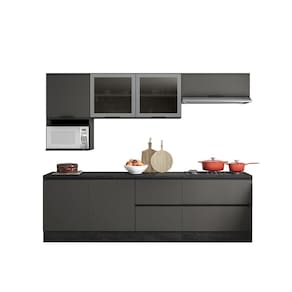 Jogo de Cozinha Etna com Balcão p/Cooktop 4 e 5 Bocas e Nicho p/ Microondas  - Grafite Poliman