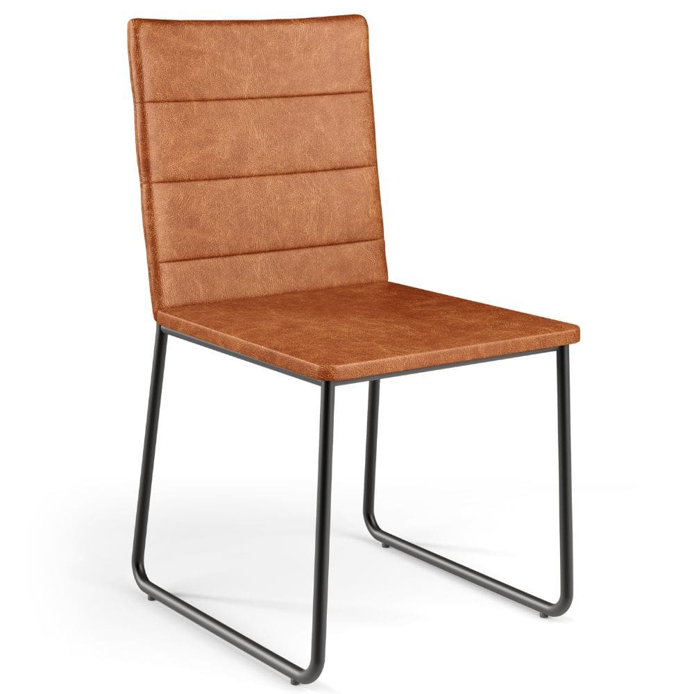 Cadeira Decorativa Estofada Para Sala De Jantar Preto Maya L02 Couríssimo Camel - Lyam Decor Decor