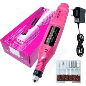 Aparelho De Manicure Rosa Bivolt Com Varias Brocas Elétrico