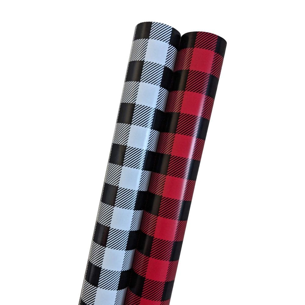 Conjunto de papel de embrulho Christmas Buffalo Plaid 200m² x2 rolos