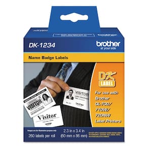Crachá adesivo, etiquetas de papel branco, Brother DK-1234