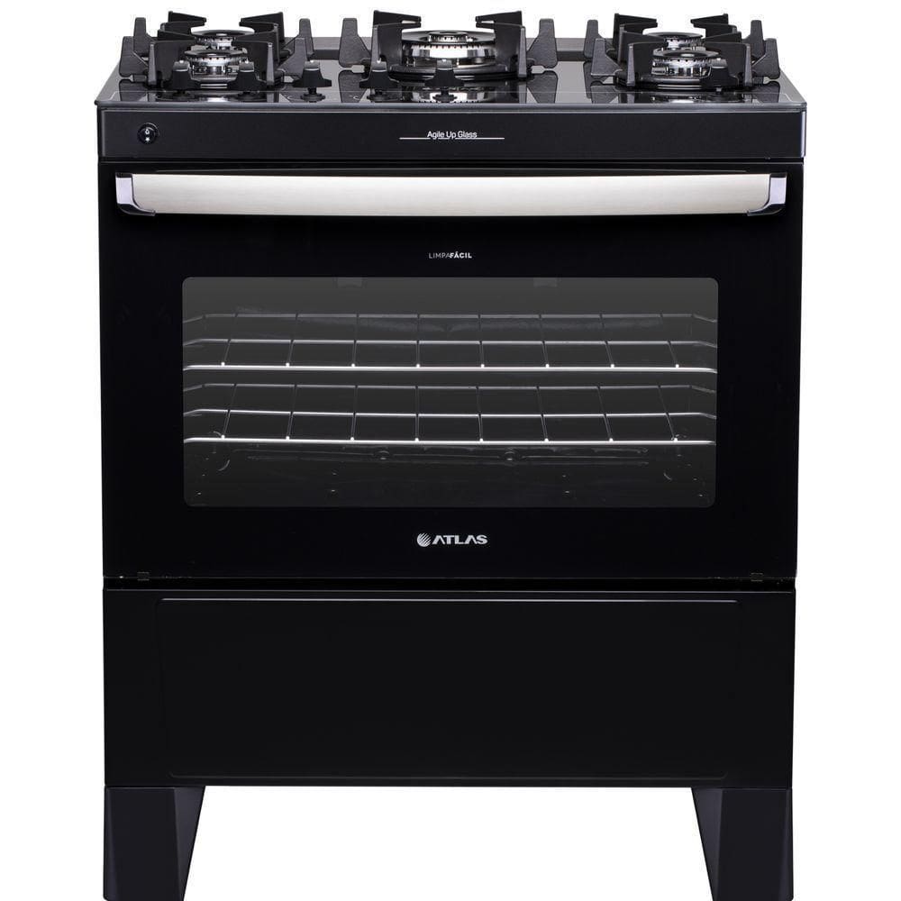 Fogão 5 Bocas Atlas Agile UPGlass Mesa Vidro Automático
