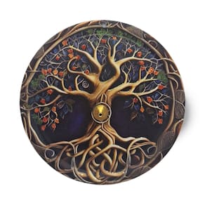 Incensário de Metal Vareta Árvore da Vida Colorida imã 11cm