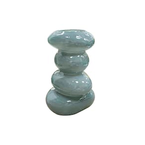 Vaso Decorativo Orgânico de Vidro Cinza 23cm BY0005 BTC