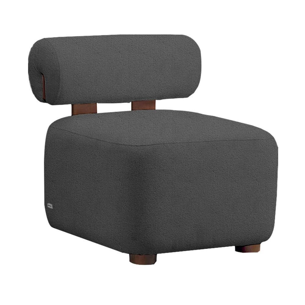 Poltrona Decorativa Livi Bouclê Cinza - Vallisa Decor