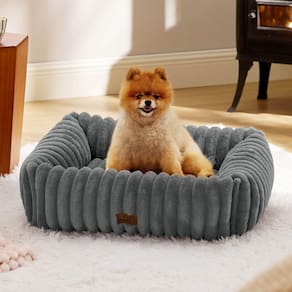 Cama para cães Bedsure, fofa, lavável, peluda, ortopédica, cinza